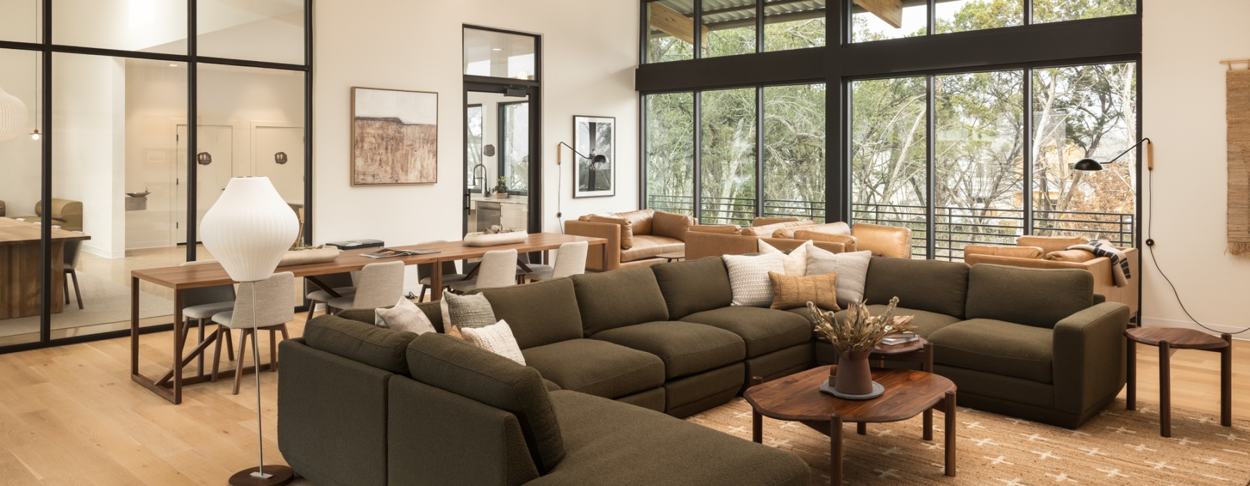 a spacious club lounge with ample natural light